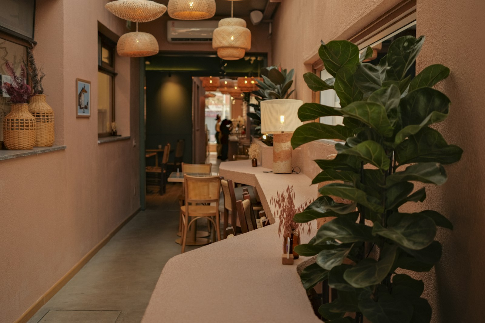 植物のあるカフェの店内